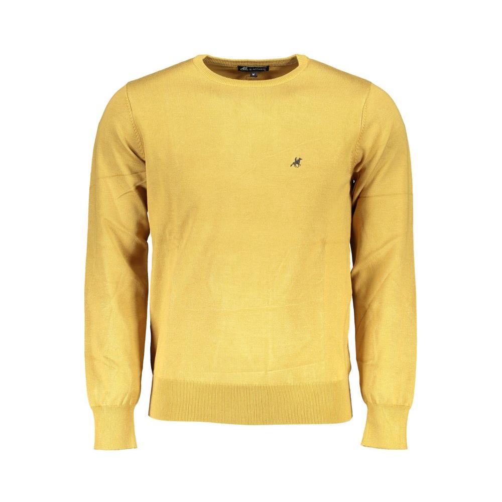 U.S. Grand Polo yellow nylon sweater with embroidered logo, long sleeves, and crew neck design.