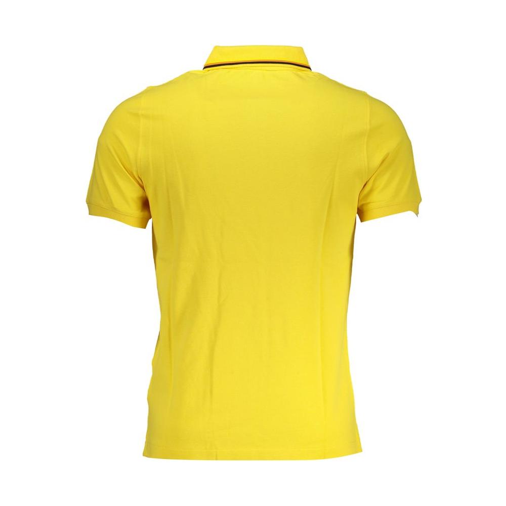Back view of K-WAY Sunny Yellow Contrast Detail Polo shirt showing collar and short sleeves.