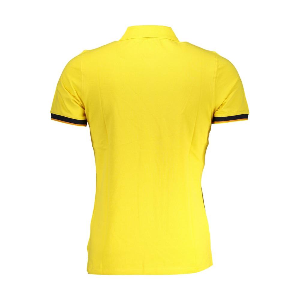 Back view of K-WAY Sunshine Yellow Polo Shirt in cotton blend with contrast sleeve details.