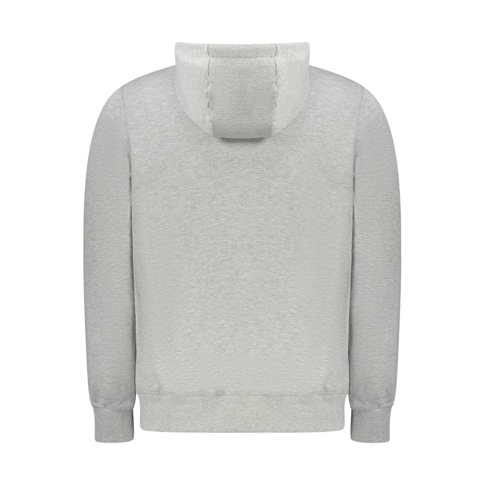 Back view of North Sails brown cotton men's sweater with hood, showcasing timeless design and iconic style.