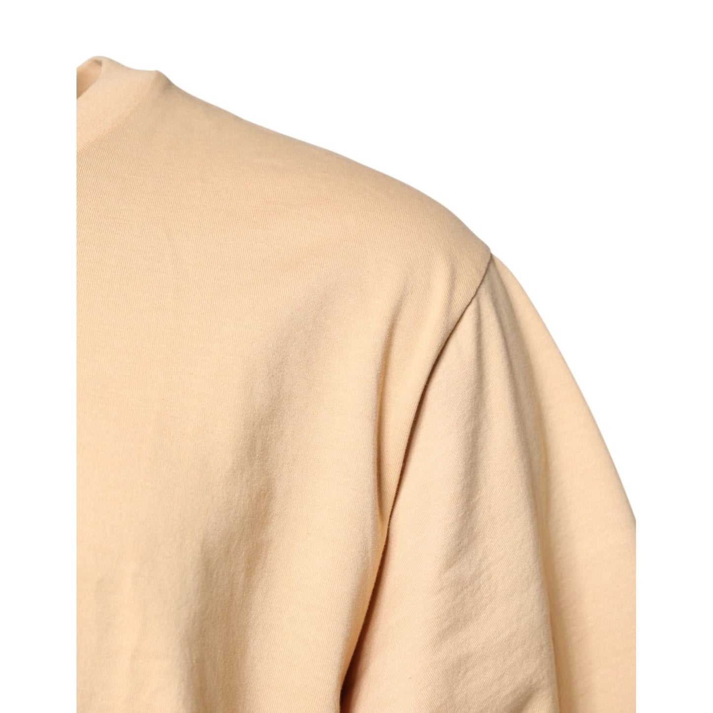 Dolce & Gabbana Beige Cotton Logo Print Crew Neck T-shirt THS90363-54
