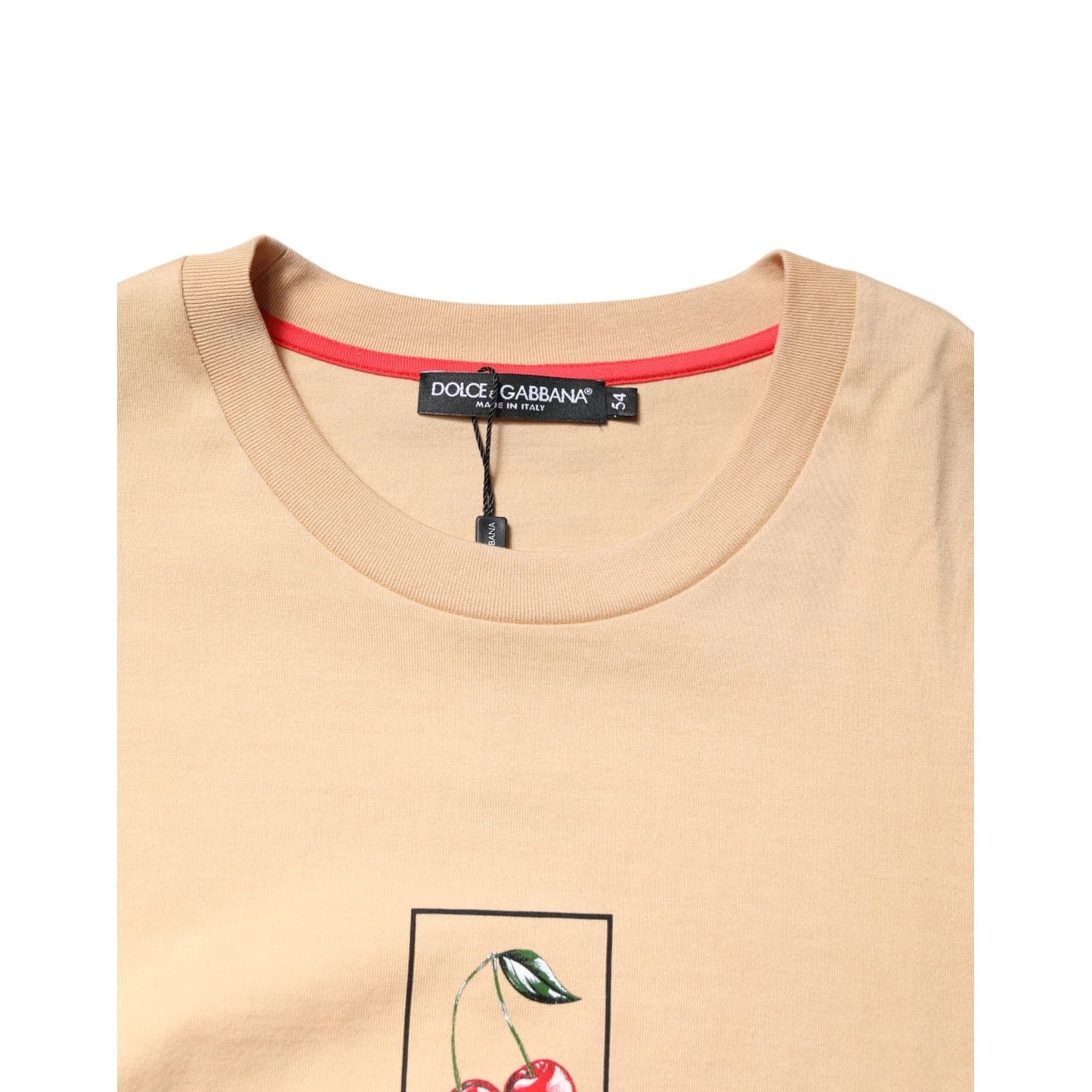 Dolce & Gabbana Beige Cotton Logo Print Crew Neck T-shirt THS90363-54