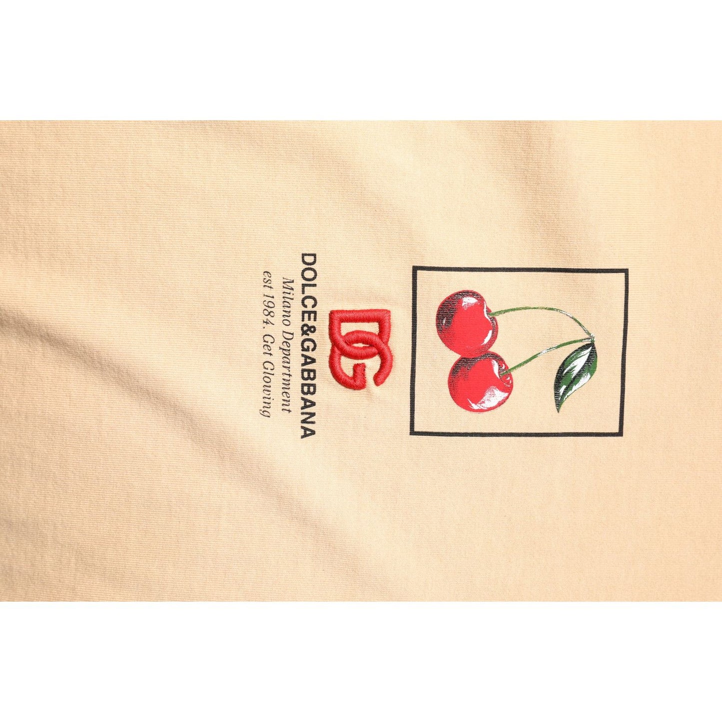 Dolce & Gabbana Beige Cotton Logo Print Crew Neck T-shirt THS90363-54