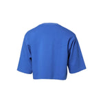 Dolce & Gabbana Blue Printed Cotton Cropped Crew Neck T-shirt TSH90310-50
