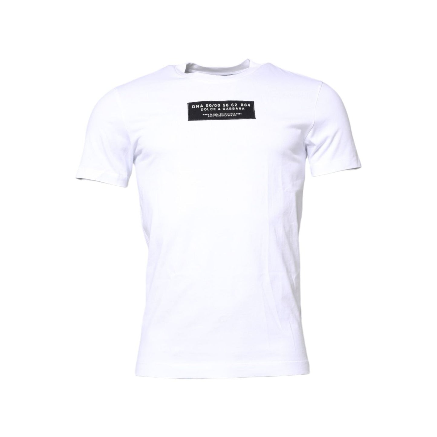Dolce & Gabbana White Cotton Logo Patch Crew Neck T-shirt TSH90336-46