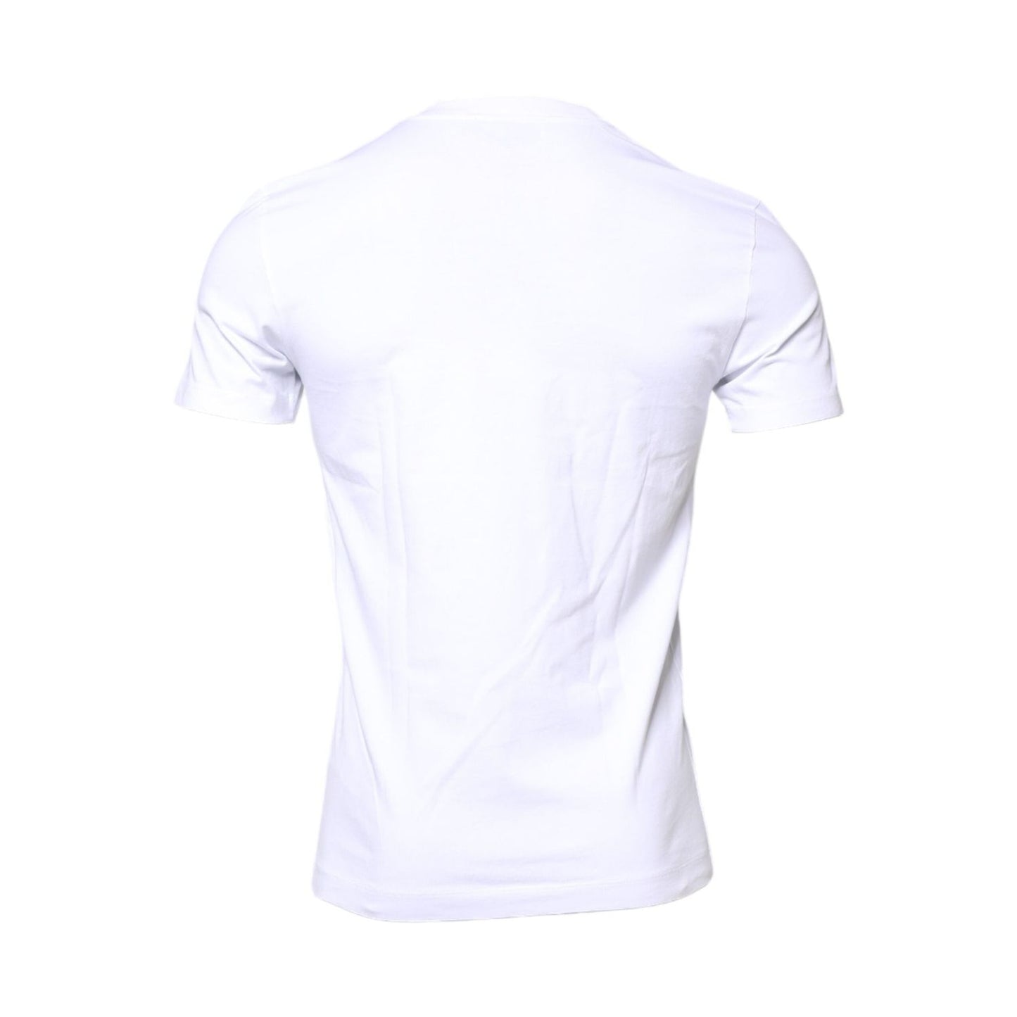 Dolce & Gabbana White Cotton Logo Patch Crew Neck T-shirt TSH90336-46