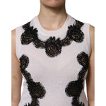 Dolce & Gabbana White Cashmere Floral Lace Detailing Tank Top THS90406-38
