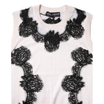 Dolce & Gabbana White Cashmere Floral Lace Detailing Tank Top THS90406-38