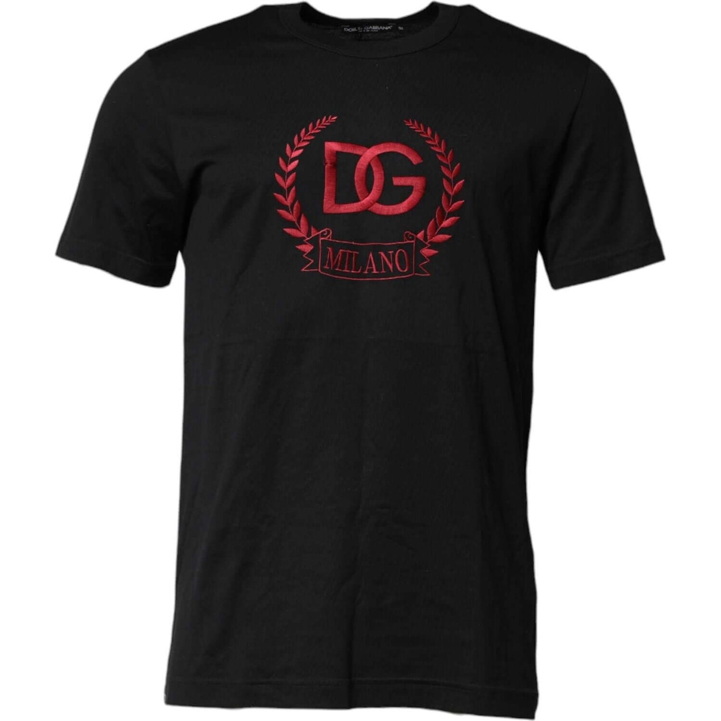 Dolce & Gabbana Black Cotton Embroidered Crew Neck T-shirt