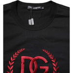 Dolce & Gabbana Black Cotton Embroidered Crew Neck T-shirt