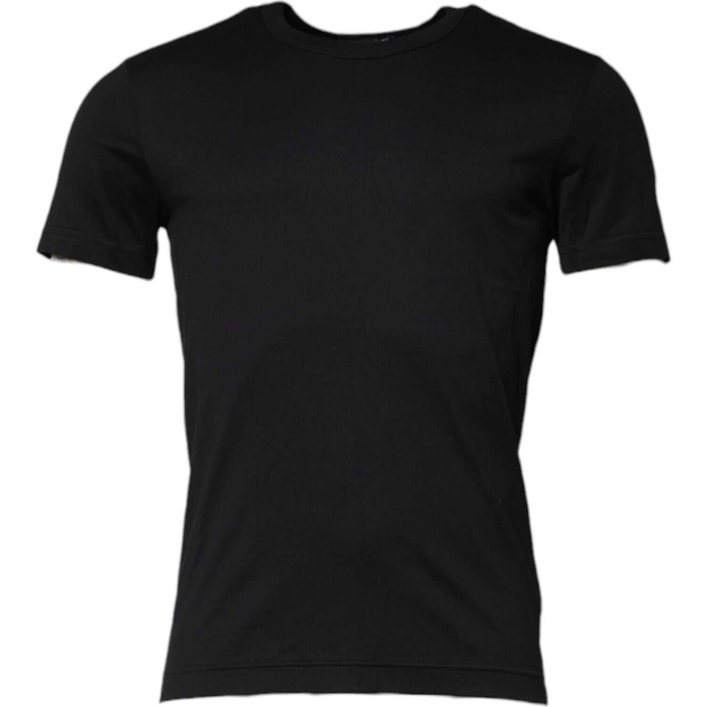 Dolce & Gabbana Black Cotton Short Sleeves Round Neck T-shirt