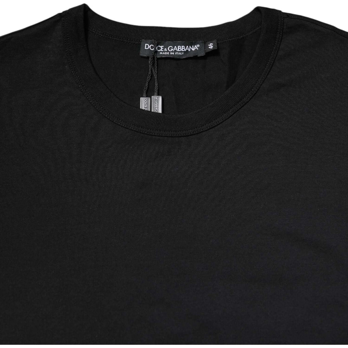 Dolce & Gabbana Black Cotton Short Sleeves Round Neck T-shirt