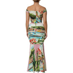 Dolce & Gabbana Multicolor Off Shoulder Long Sheath Dress