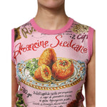 Dolce & Gabbana Pink Silk Araneine Siciliana Sleeveless Top