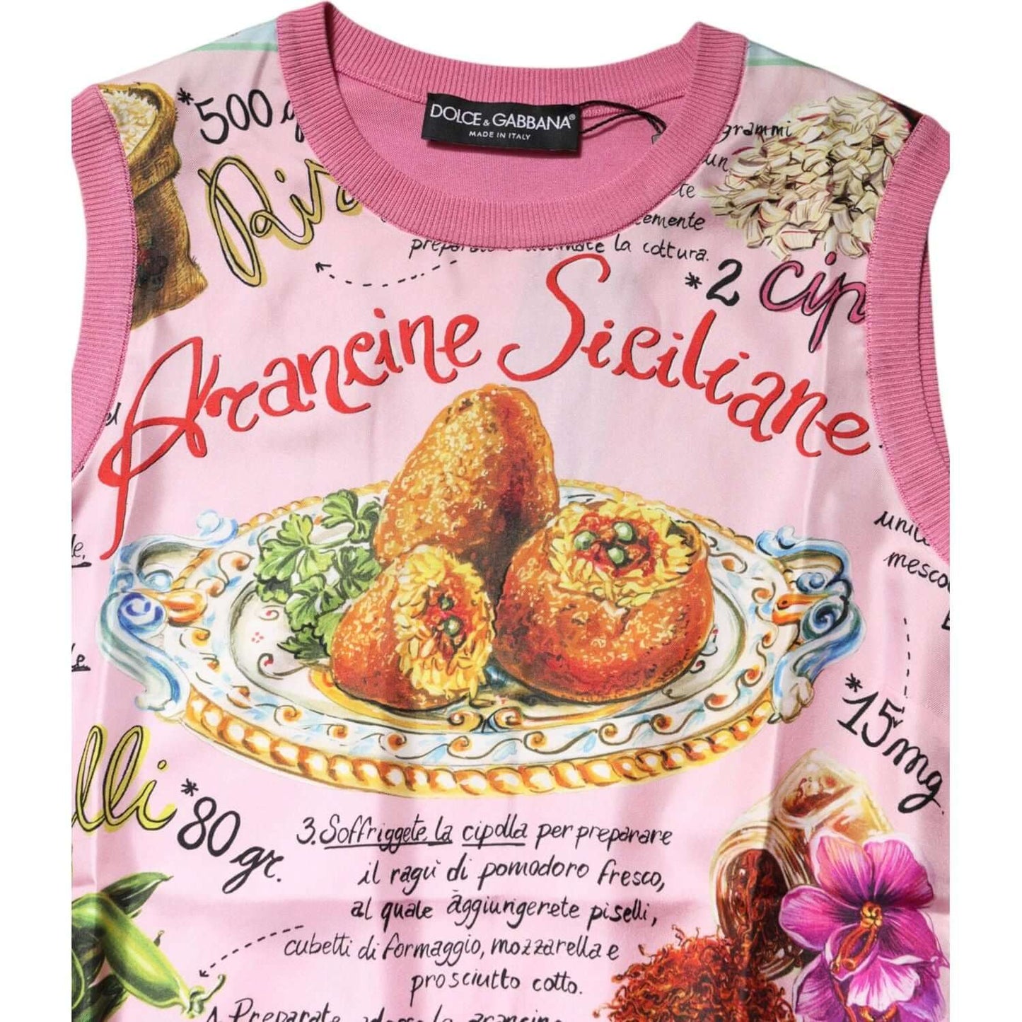Dolce & Gabbana Pink Silk Araneine Siciliana Sleeveless Top