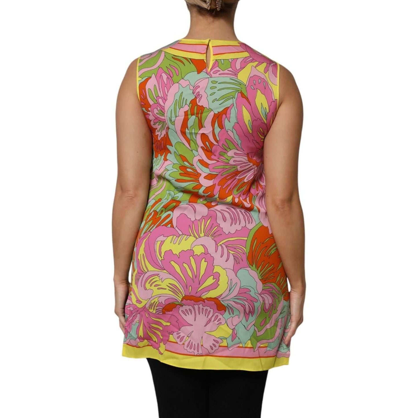 Dolce & Gabbana Multicolor Floral Round Neck Sleeveless Top