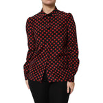 Dolce & Gabbana Black Red Polka Dot Silk Long Sleeves Top