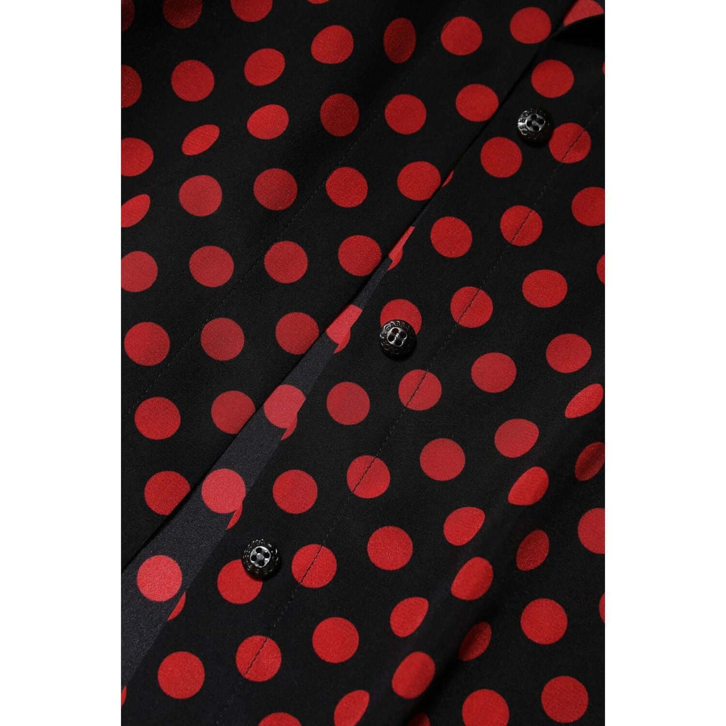 Dolce & Gabbana Black Red Polka Dot Silk Long Sleeves Top