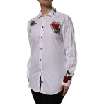 Dolce & Gabbana White Cotton Floral Embellished Shirt Top TSH878620-40