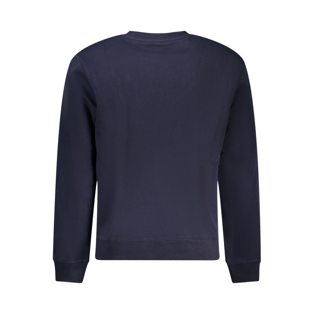 Rear view of Napapijri Blue Cotton Men Sweater showcasing its relaxed fit design.