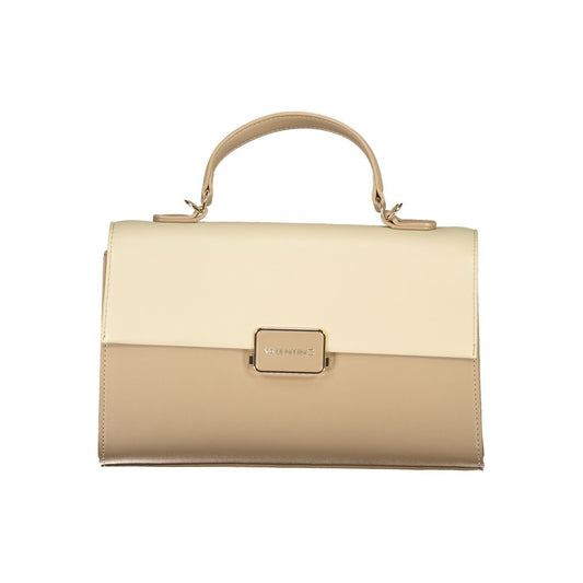 Mario Valentino Beige Polyethylene Women Handbag with handle and shoulder strap, featuring dual compartments and stylish design.