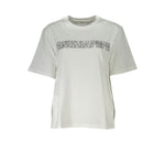 Patrizia Pepe Elegant Short Sleeve Crew Neck T-Shirt with Rhinestone Detail PA-28359-XS