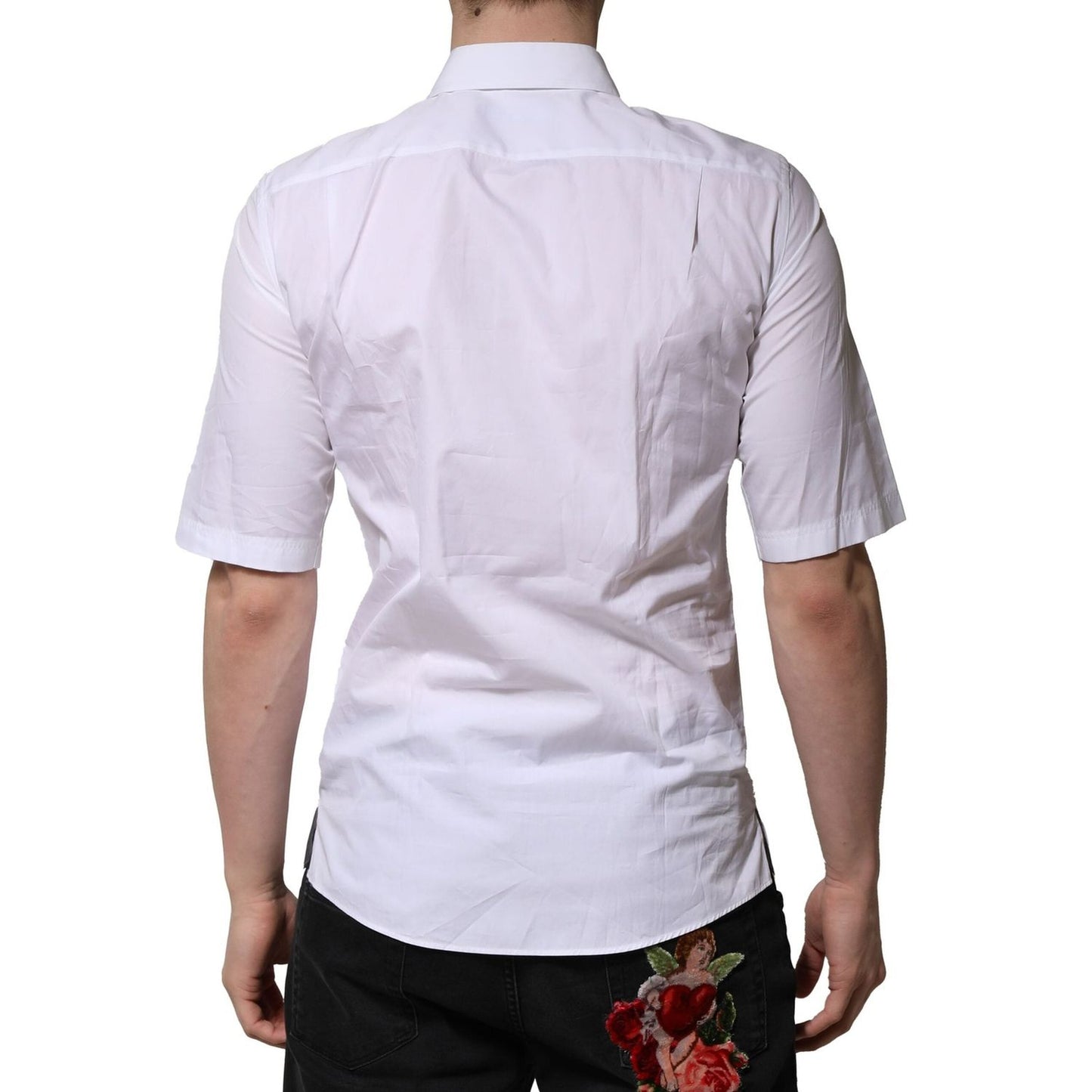 Dolce & Gabbana White Cotton Short Sleeves Men Formal Shirt TSH906764-37
