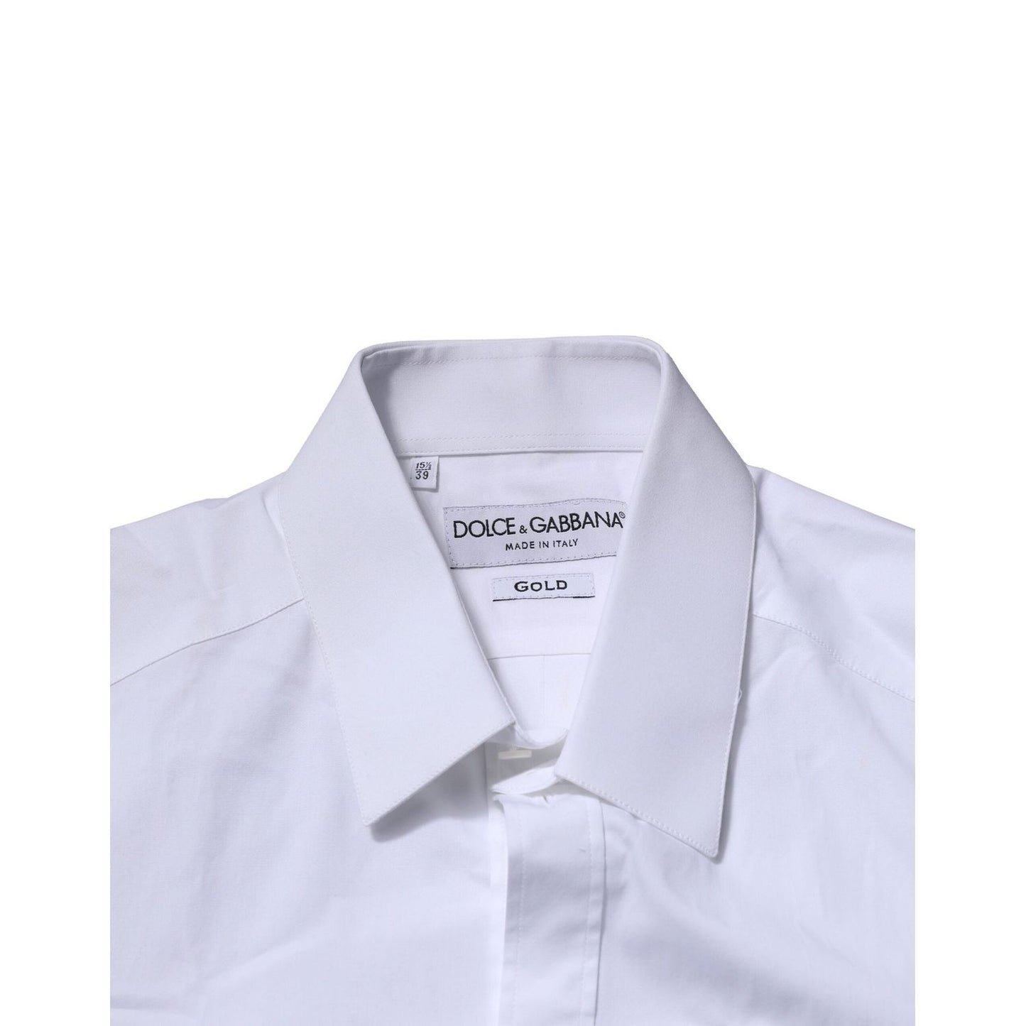 Dolce & Gabbana White Cotton GOLD Long Sleeves Formal Shirt TSH906812-40