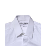 Dolce & Gabbana White Cotton GOLD Long Sleeves Formal Shirt TSH906812-40
