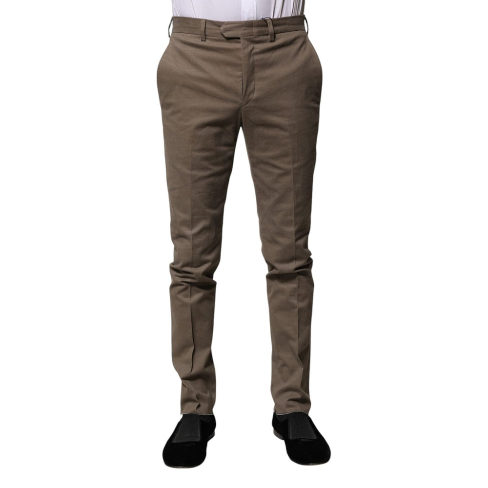 BENCIVENGA Brown Cotton Tapered Formal Dress Pants PAN76275-46