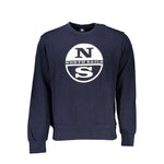 North Sails blue cotton sweater, long-sleeved crew neck with branded print and logo. Ideal for casual wear, brushed fabric.