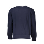 Back view of North Sails blue cotton sweatshirt, long-sleeved, crew neck, featuring a subtle logo design.