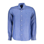 North Sails Blue Linen Men Shirt NO-37143-S