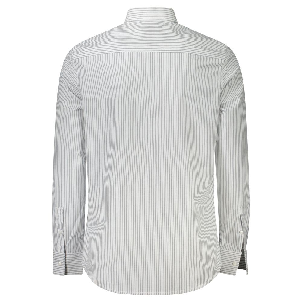 Back view of Calvin Klein White Cotton Men Shirt with Italian collar and striped design