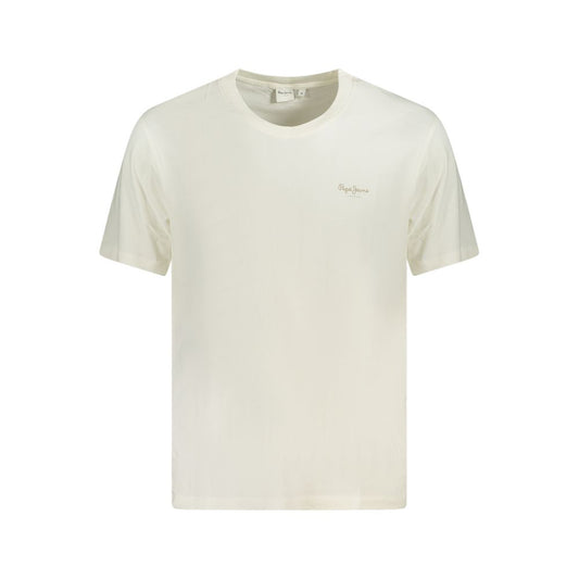 Pepe Jeans White Cotton T-Shirt with crew neck and logo, made from 100% sustainable cotton.