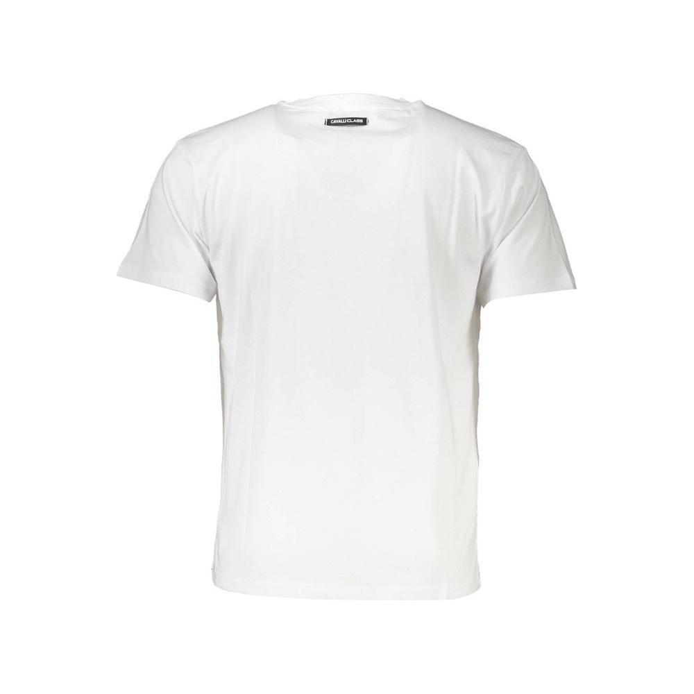 Cavalli Class White Cotton Men T-Shirt CA-37425-XL