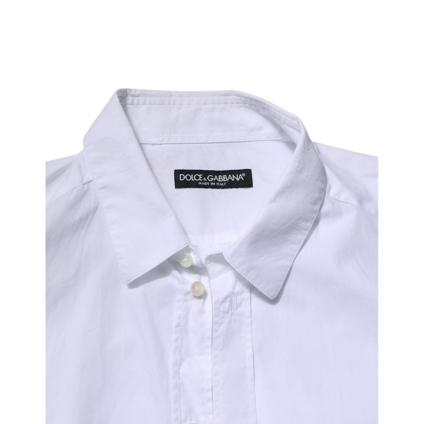 Dolce & Gabbana White Cotton Long Sleeves Dress Formal Shirt TSH906942-43