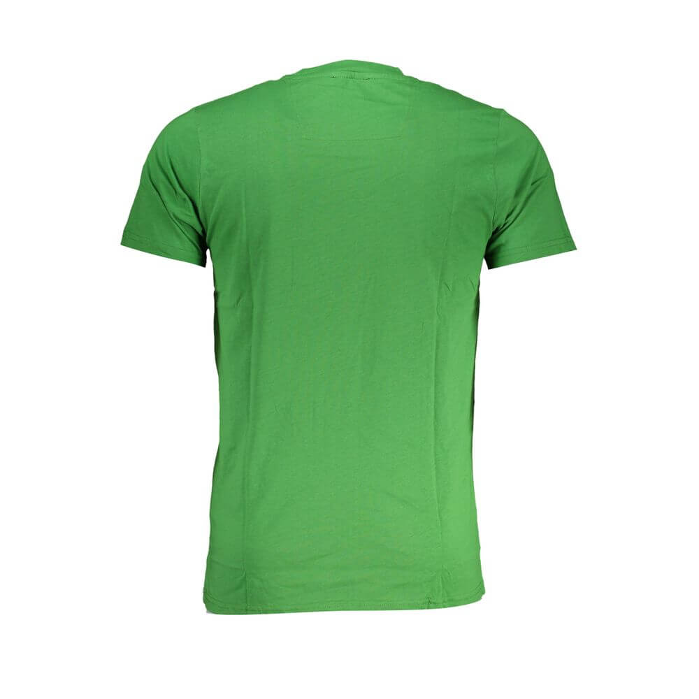 Cavalli Class Green Cotton T-Shirt - back view, short sleeve, crew neck, logo print fashion tee