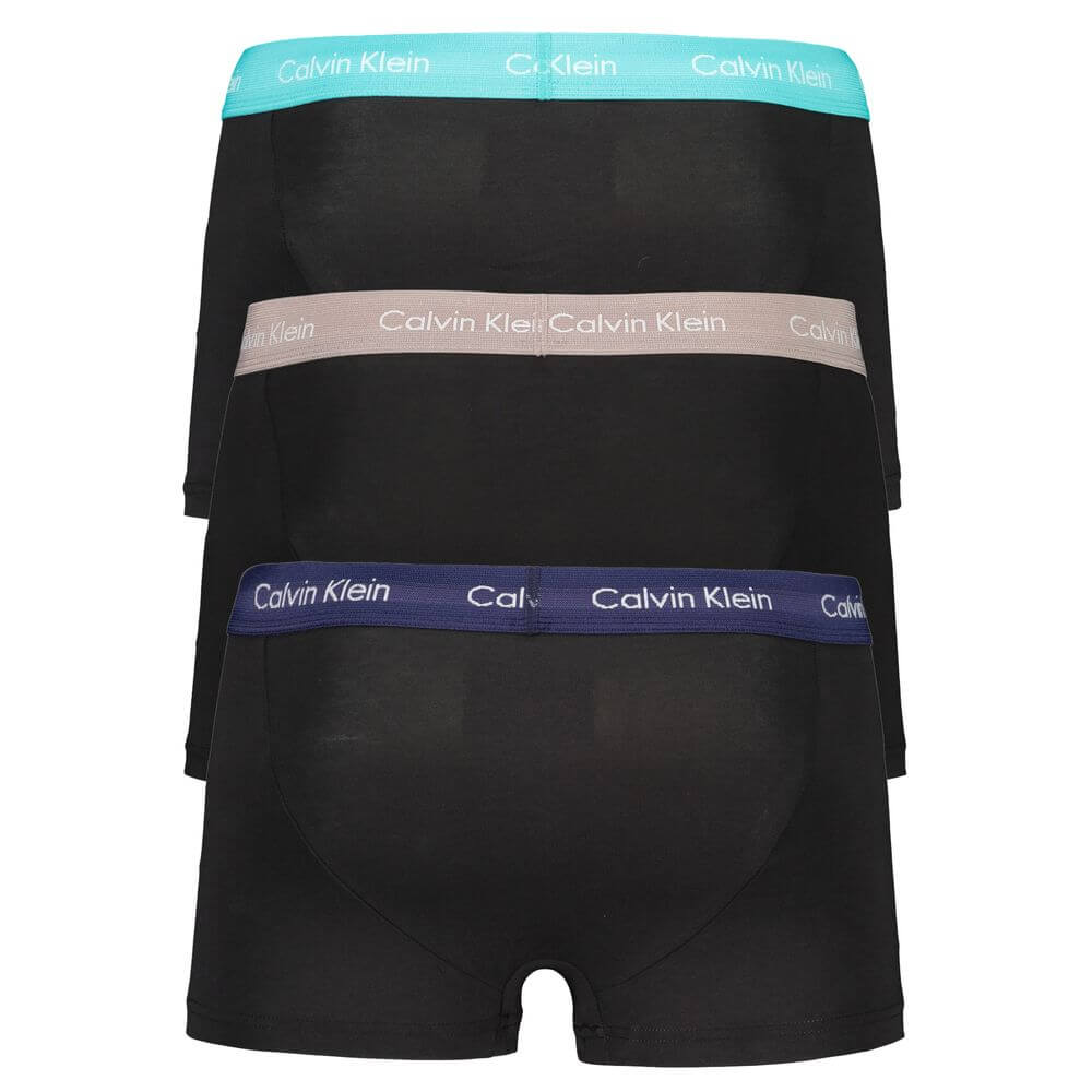 Calvin Klein Black Cotton Underwear tri-pack with multicolor elastic waistbands featuring logo design.