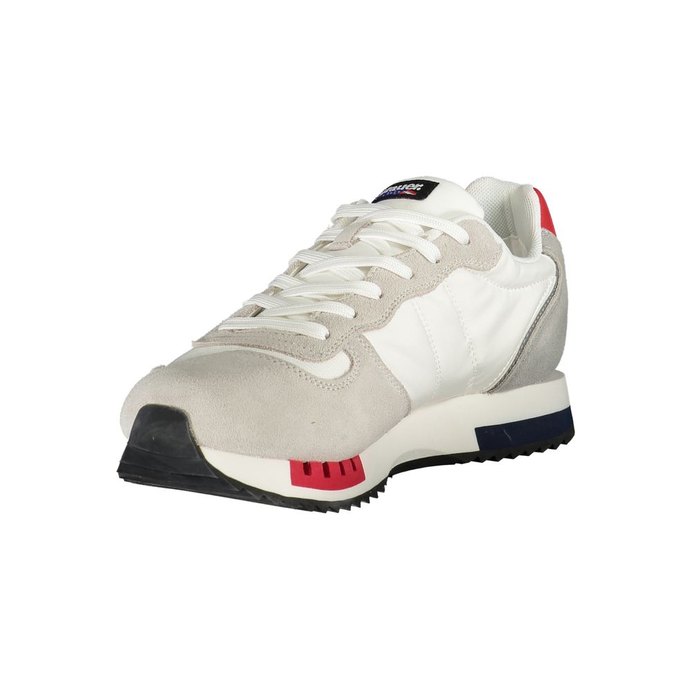 Blauer White Polyethylene Men Sneaker with bold contrasting details and removable footbed, featuring Blauer logo for modern style.