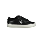 Calvin Klein black polyethylene women's sneaker with lace-up design, contrasting details, and logo, showcasing modern urban style.