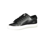 Calvin Klein Black Polyethylene Women Sneaker with lace-up design and iconic logo on a white sole, offering comfort and urban style.