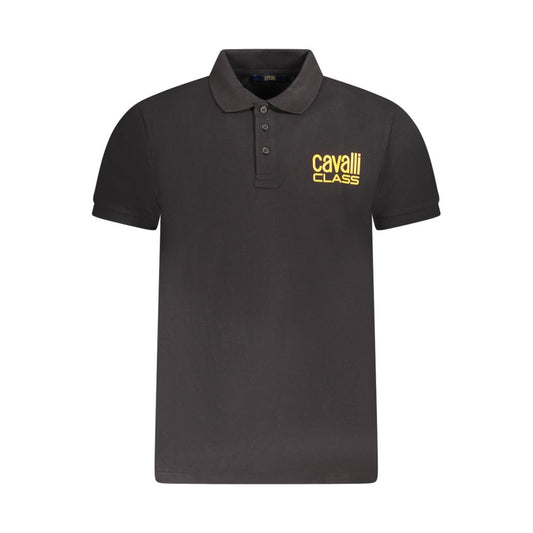 Cavalli Class Black Cotton Men Polo Shirt