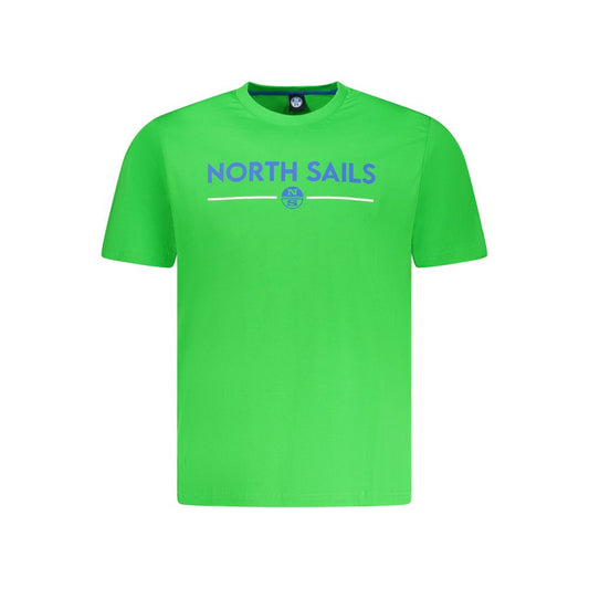 North Sails Green Cotton Men T-Shirt with logo and graphic print on bold green background for off-duty style.