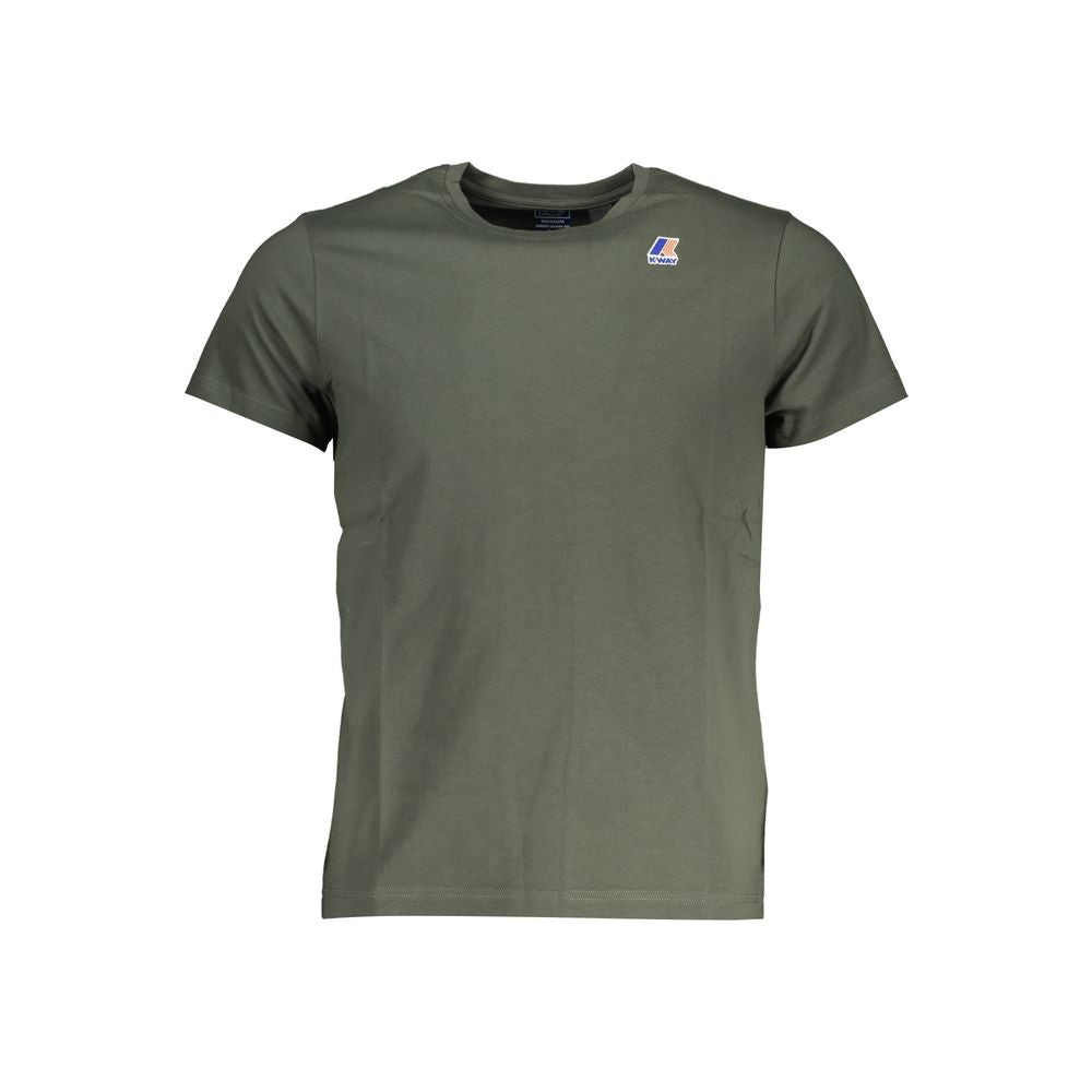 K-WAY Green Cotton T-Shirt with short sleeves, crew neck, and logo print