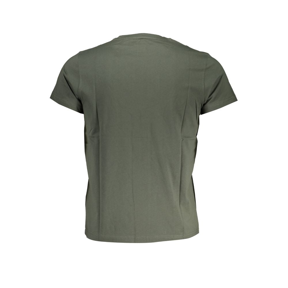 Back view of K-WAY Green Cotton T-Shirt, featuring short sleeves and crew neck.