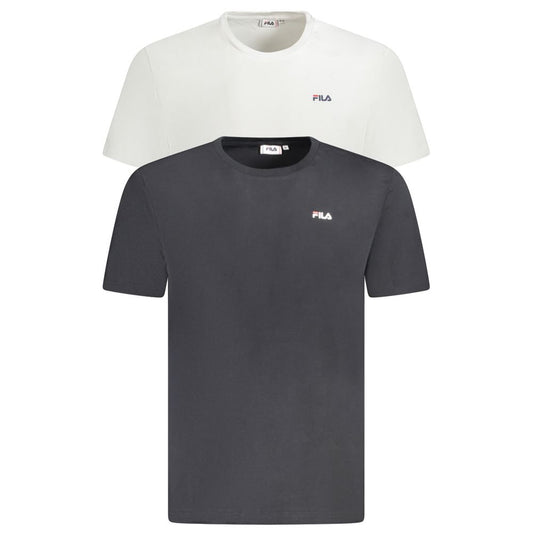 Fila White Cotton Men T-Shirt with black variant, featuring logo print, crafted from 100% organic cotton for casual style and comfort.