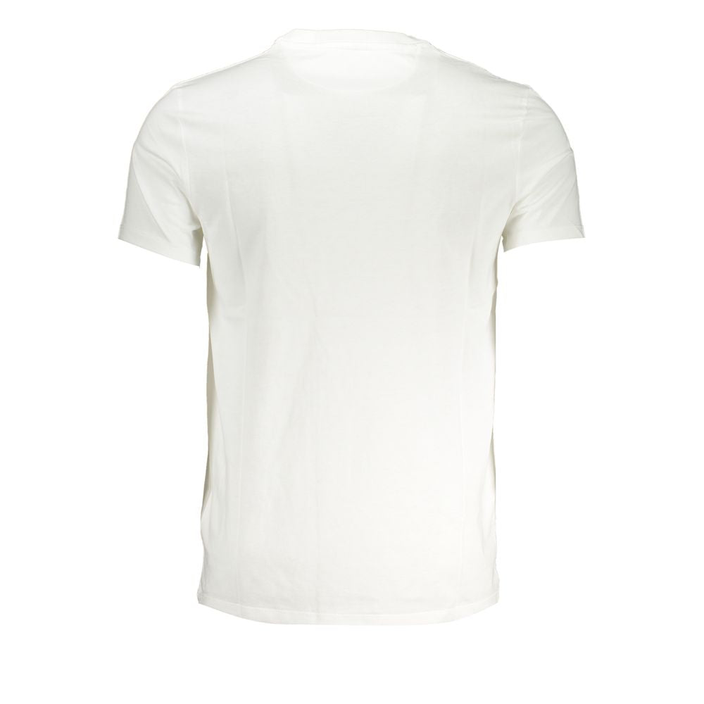 Back view of Timberland White Cotton Men T-Shirt showing slim-fit design in white cotton.