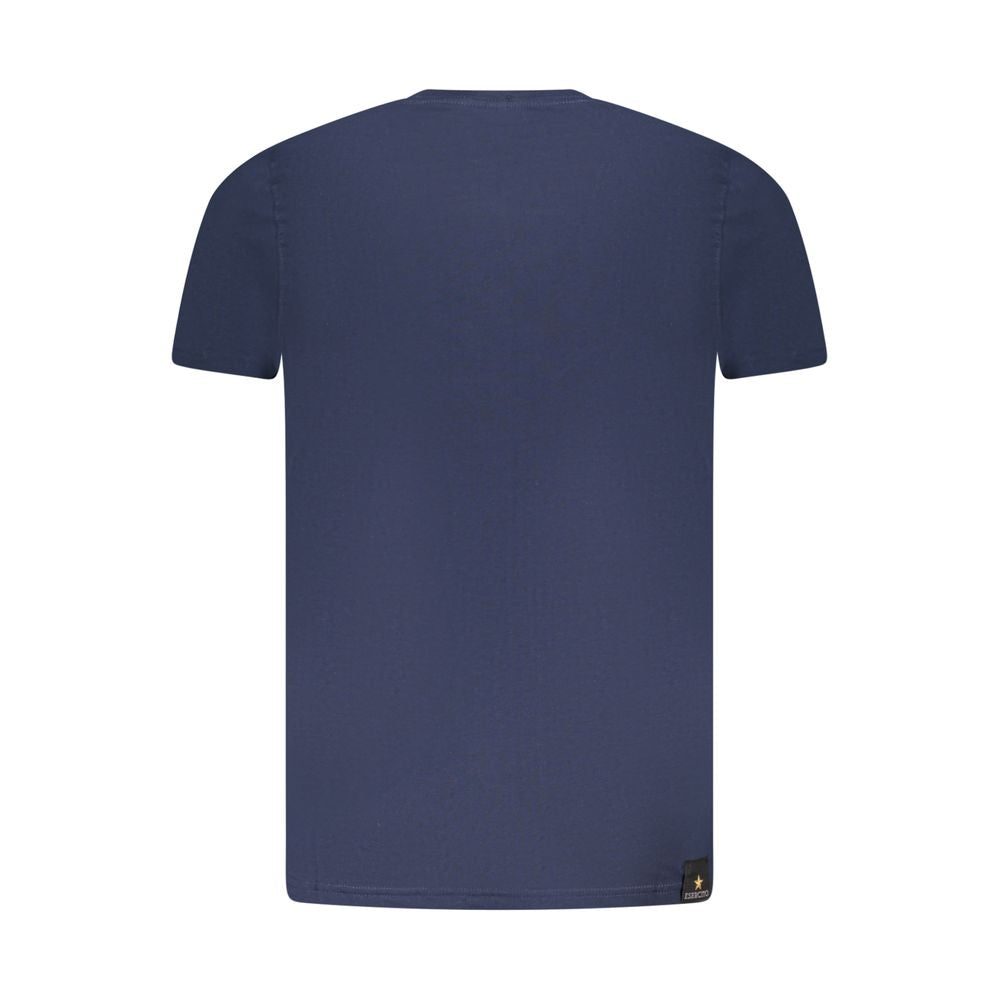 Back view of Accademia Militare Blue Cotton T-Shirt, short sleeve, crew neck, featuring small academy print and logo detail.