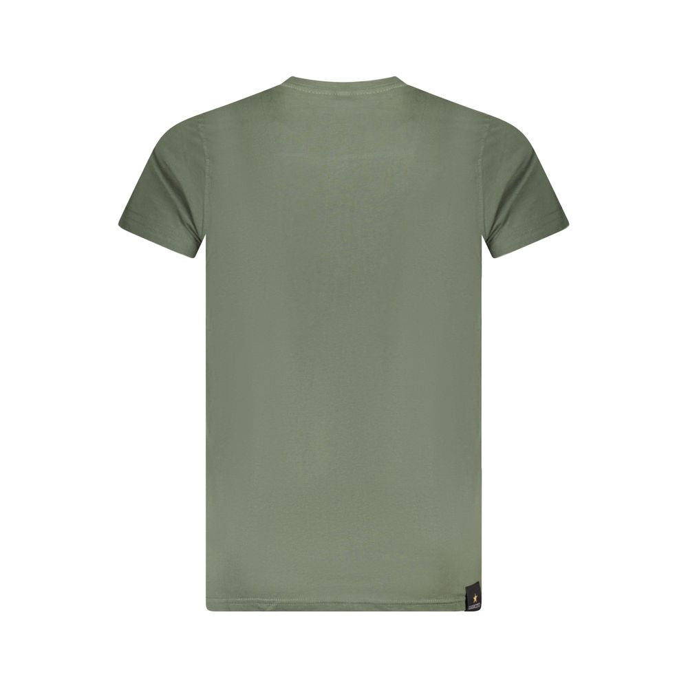 Back view of Accademia Militare Green Cotton T-Shirt with short sleeves, crew neck, and logo print.